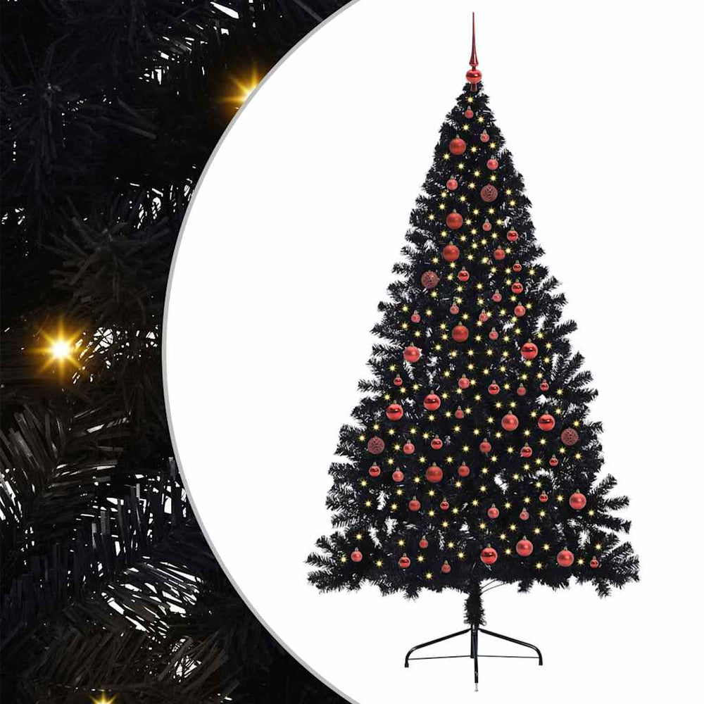 Dirbtinis prieššventinis eglutė su šviesomis Juoda 210 cm PVC