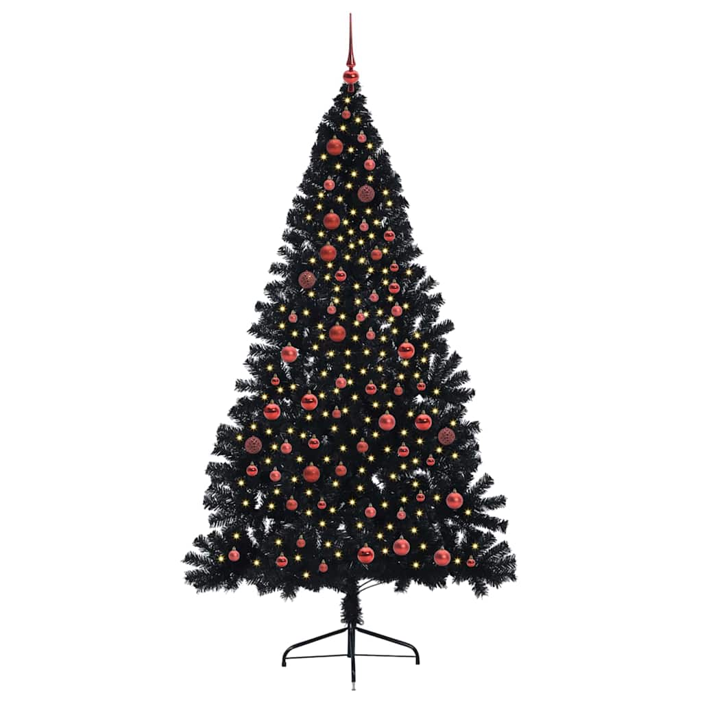 Dirbtinis prieššventinis eglutė su šviesomis Juoda 210 cm PVC