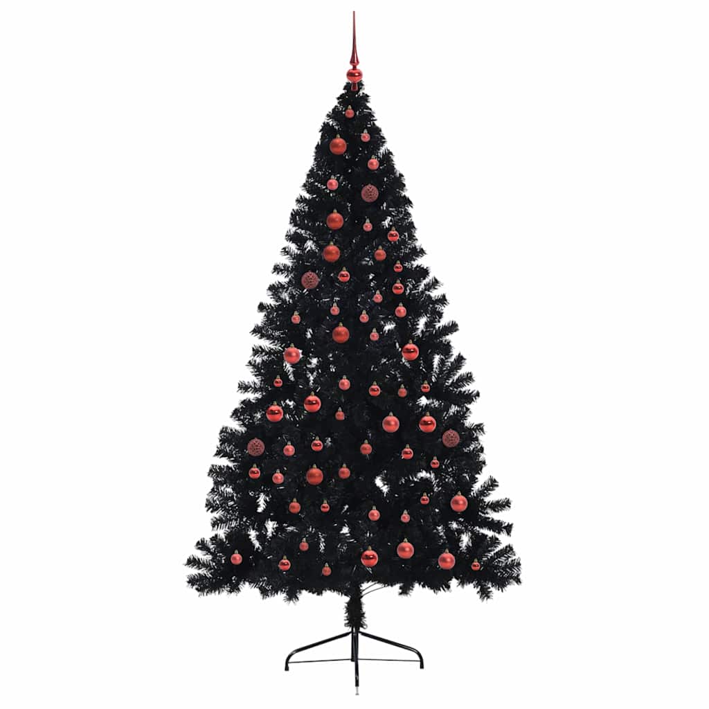 Dirbtinis prieššventinis eglutė su šviesomis Juoda 210 cm PVC