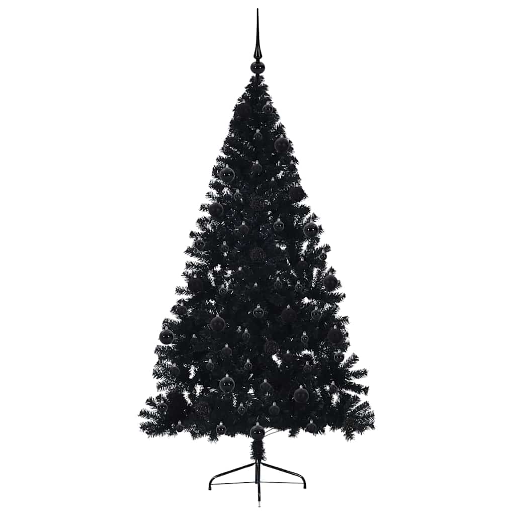 Dirbtinis prieššventinis eglutė su šviesomis Juoda 210 cm PVC