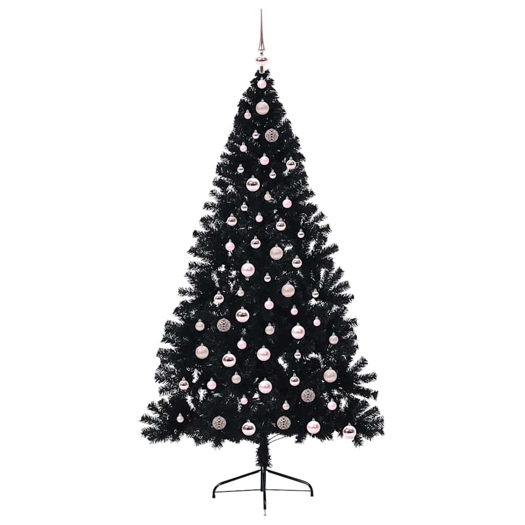 Dirbtinis prieššventinis eglutė su šviesomis Juoda 210 cm PVC