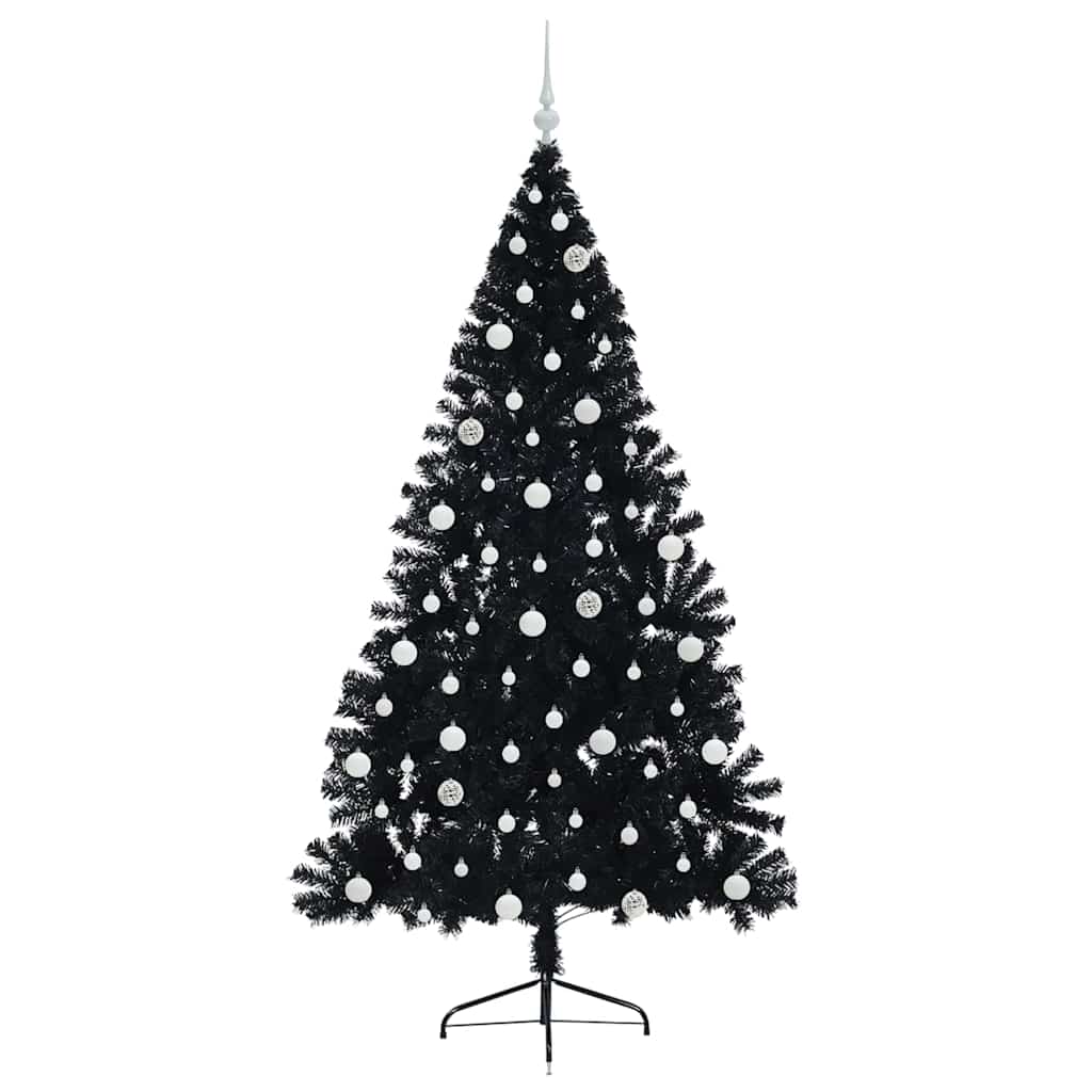 Dirbtinis prieššventinis eglutė su šviesomis Juoda 210 cm PVC