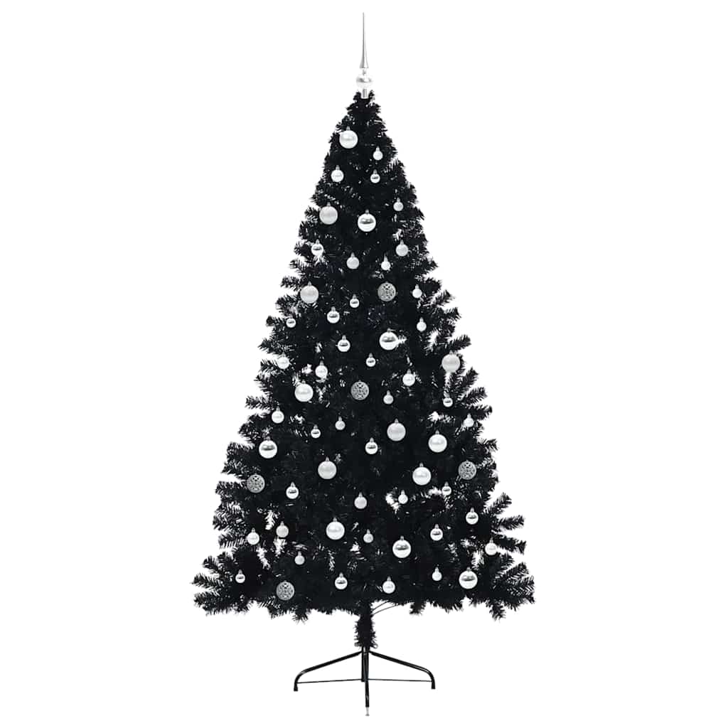 Dirbtinis prieššventinis eglutė su šviesomis Juoda 210 cm PVC