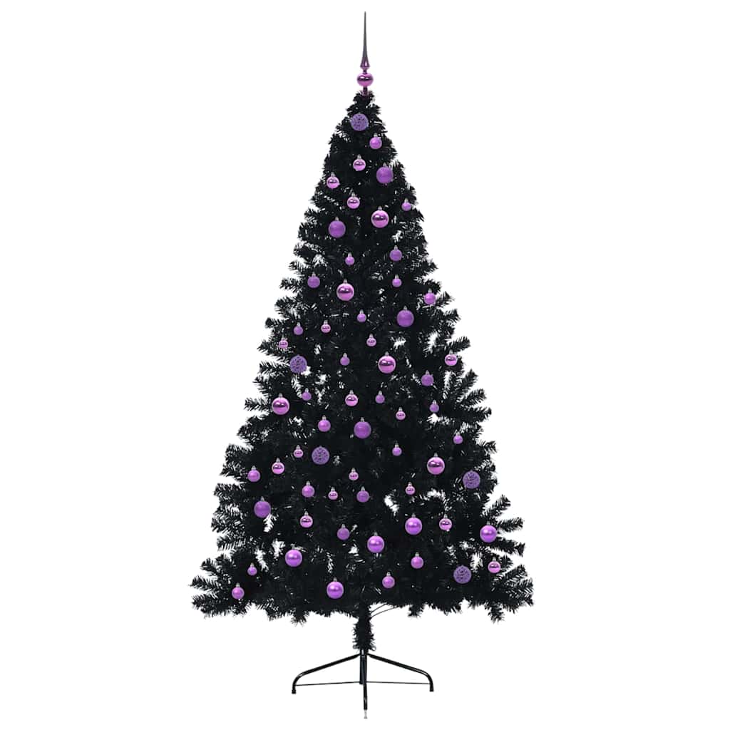 Dirbtinis prieššventinis eglutė su šviesomis Juoda 210 cm PVC
