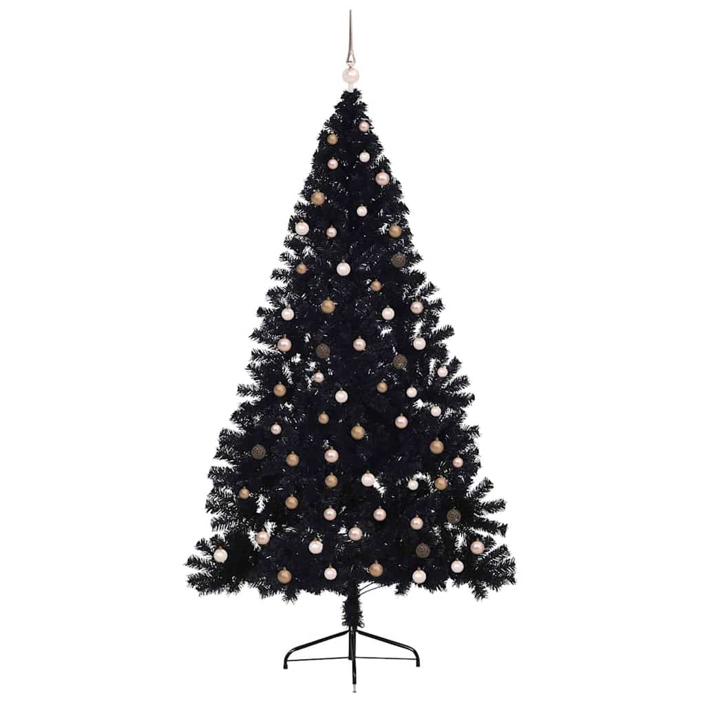 Dirbtinis prieššventinis eglutė su šviesomis Juoda 240 cm PVC