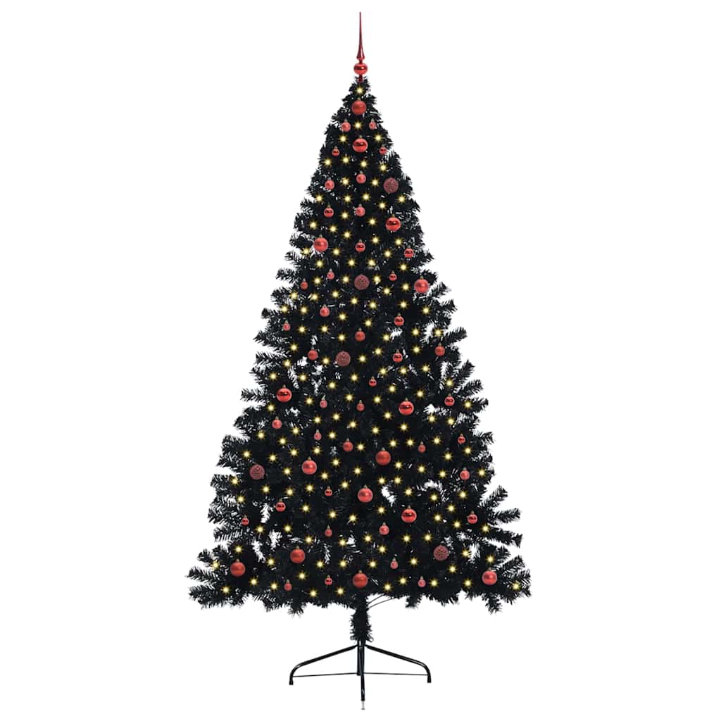 Dirbtinis prieššventinis eglutė su šviesomis Juoda 240 cm PVC