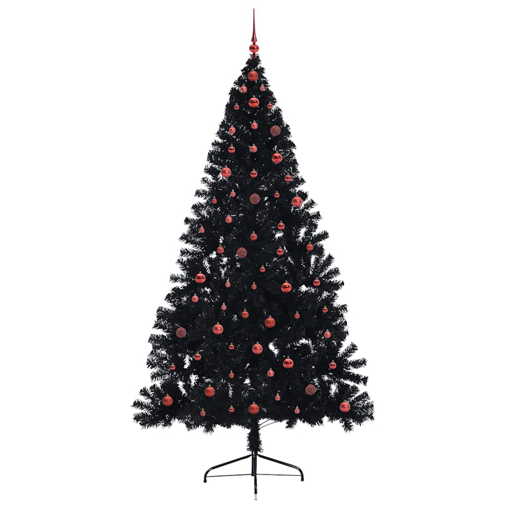 Dirbtinis prieššventinis eglutė su šviesomis Juoda 240 cm PVC