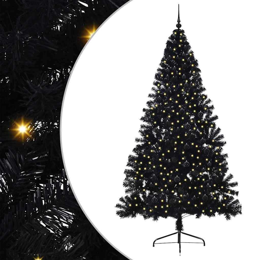 Dirbtinis prieššventinis eglutė su šviesomis Juoda 240 cm PVC