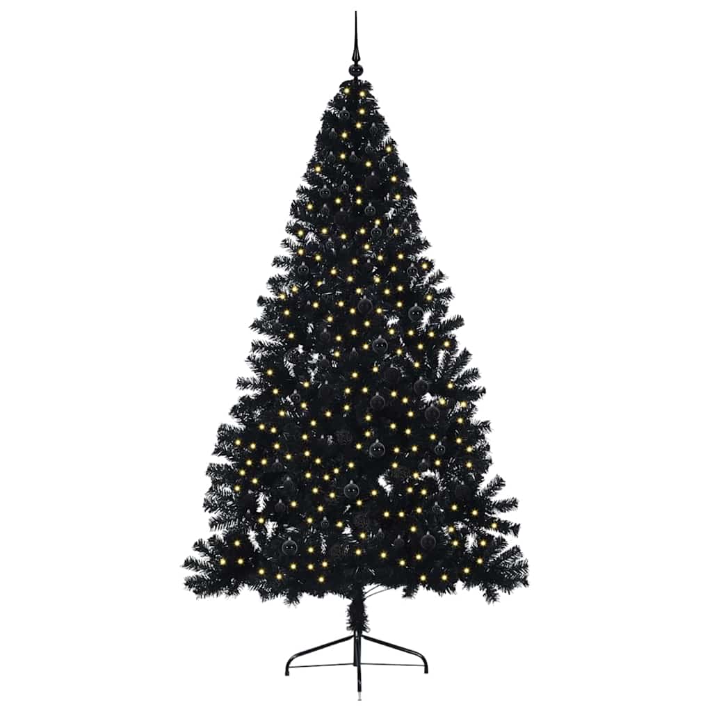 Dirbtinis prieššventinis eglutė su šviesomis Juoda 240 cm PVC