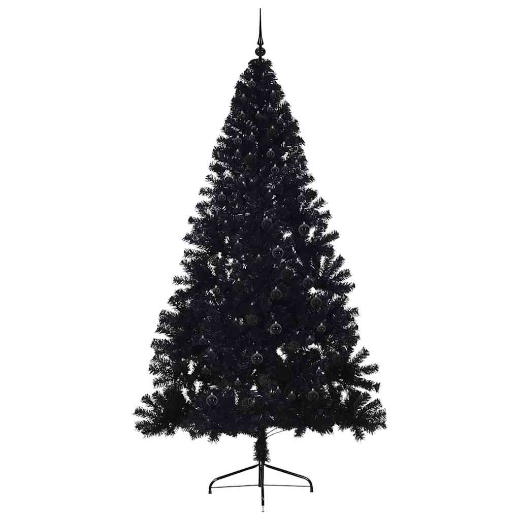 Dirbtinis prieššventinis eglutė su šviesomis Juoda 240 cm PVC