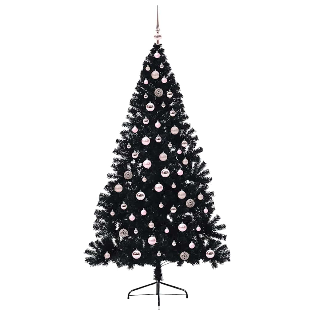 Dirbtinis prieššventinis eglutė su šviesomis Juoda 240 cm PVC