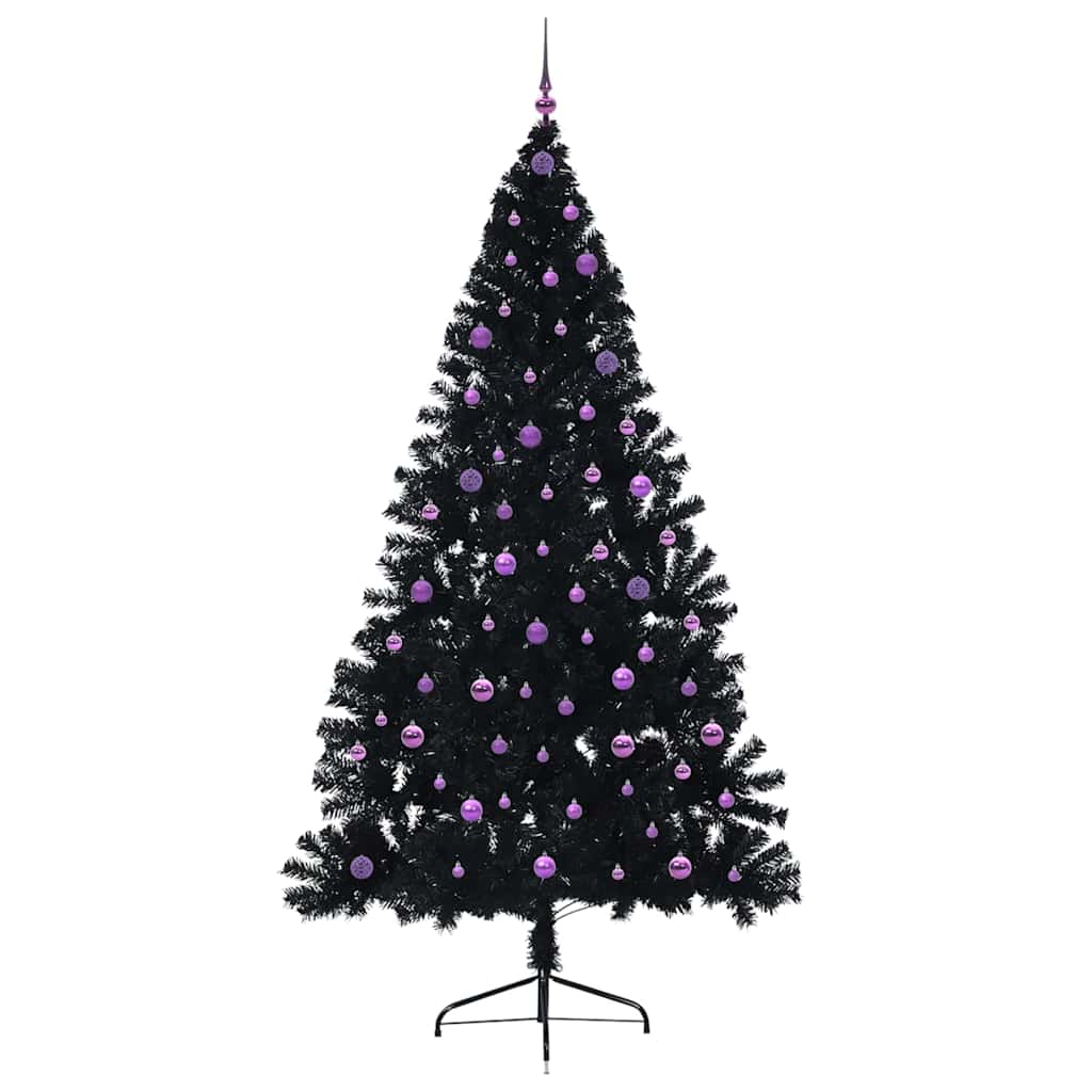 Dirbtinis prieššventinis eglutė su šviesomis Juoda 240 cm PVC