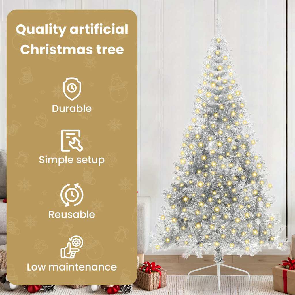 Artificial Pre-lit Christmas Tree Silver 210 cm PET