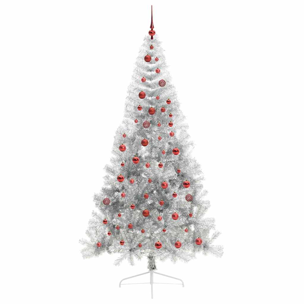 Dirbtinis prieššventinis eglutė su šviesomis Sidabro 210 cm PET