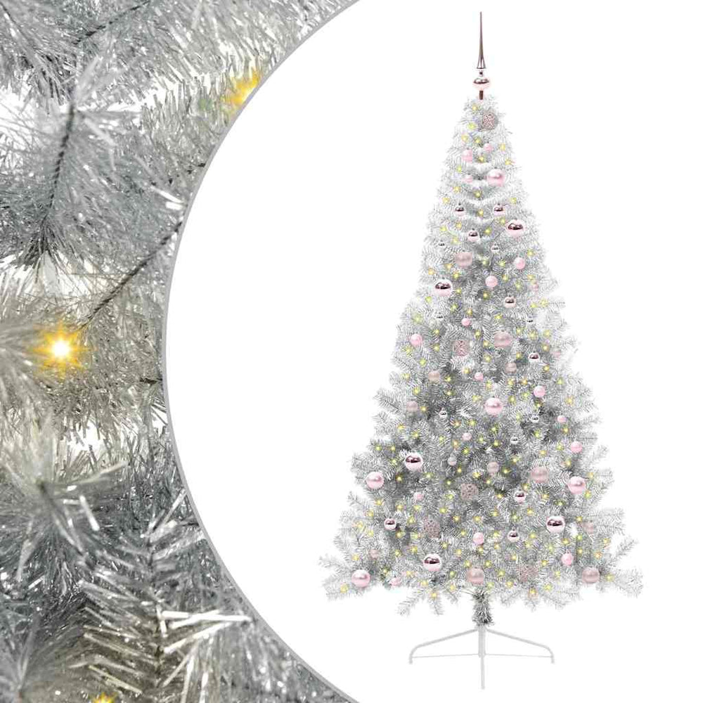 Artificial Pre-Lit Christmas Tree Silver 210 cm PET