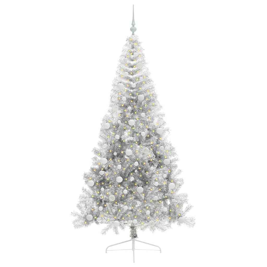 Artificial Pre-Lit Christmas Tree Silver 210 cm PET