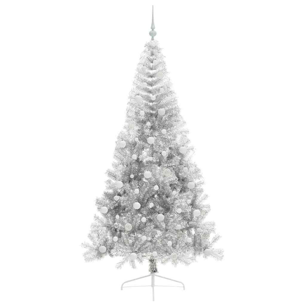 Artificial Pre-Lit Christmas Tree Silver 210 cm PET