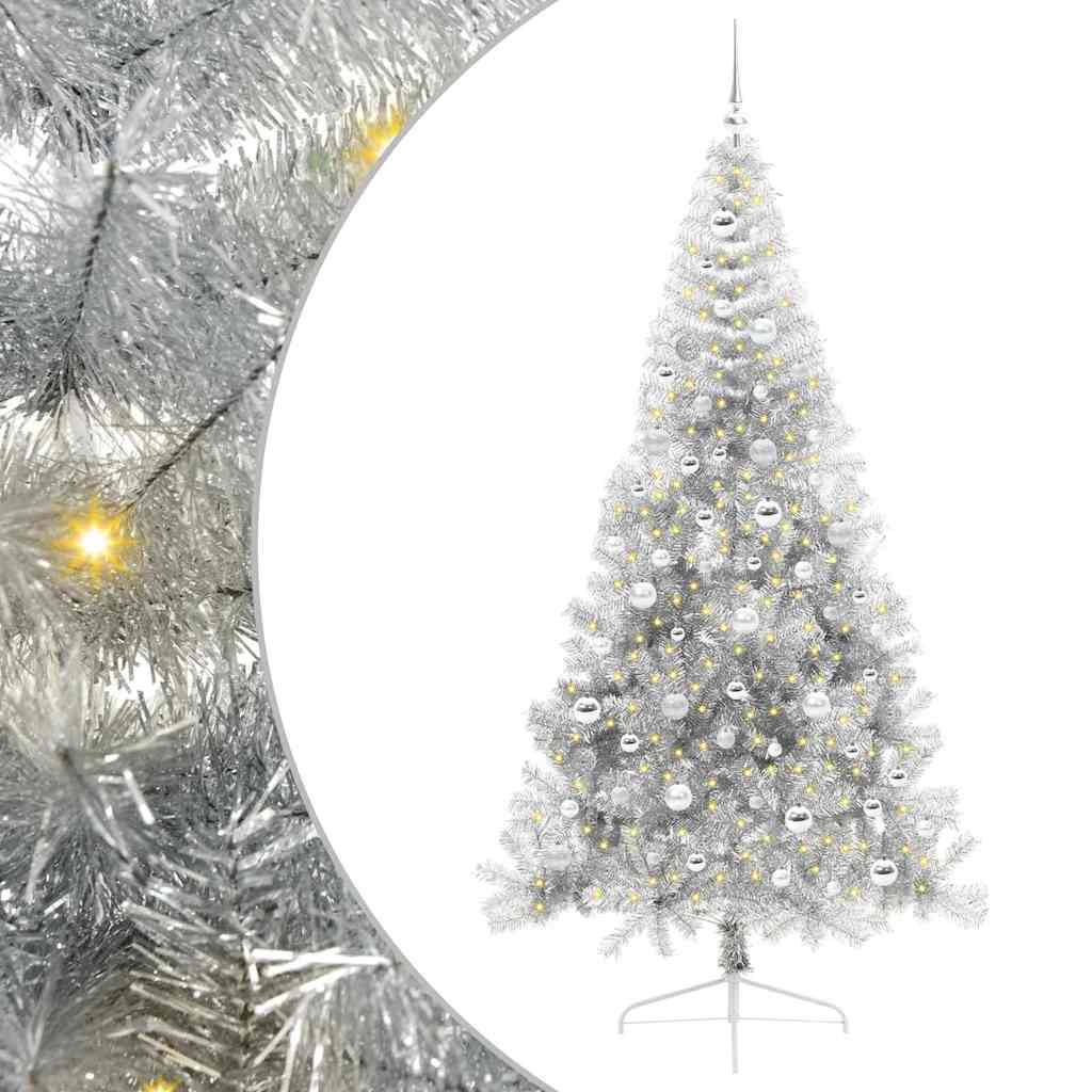 Mākslīgā eglīte ar lampiņām Sudraba 210 cm PET