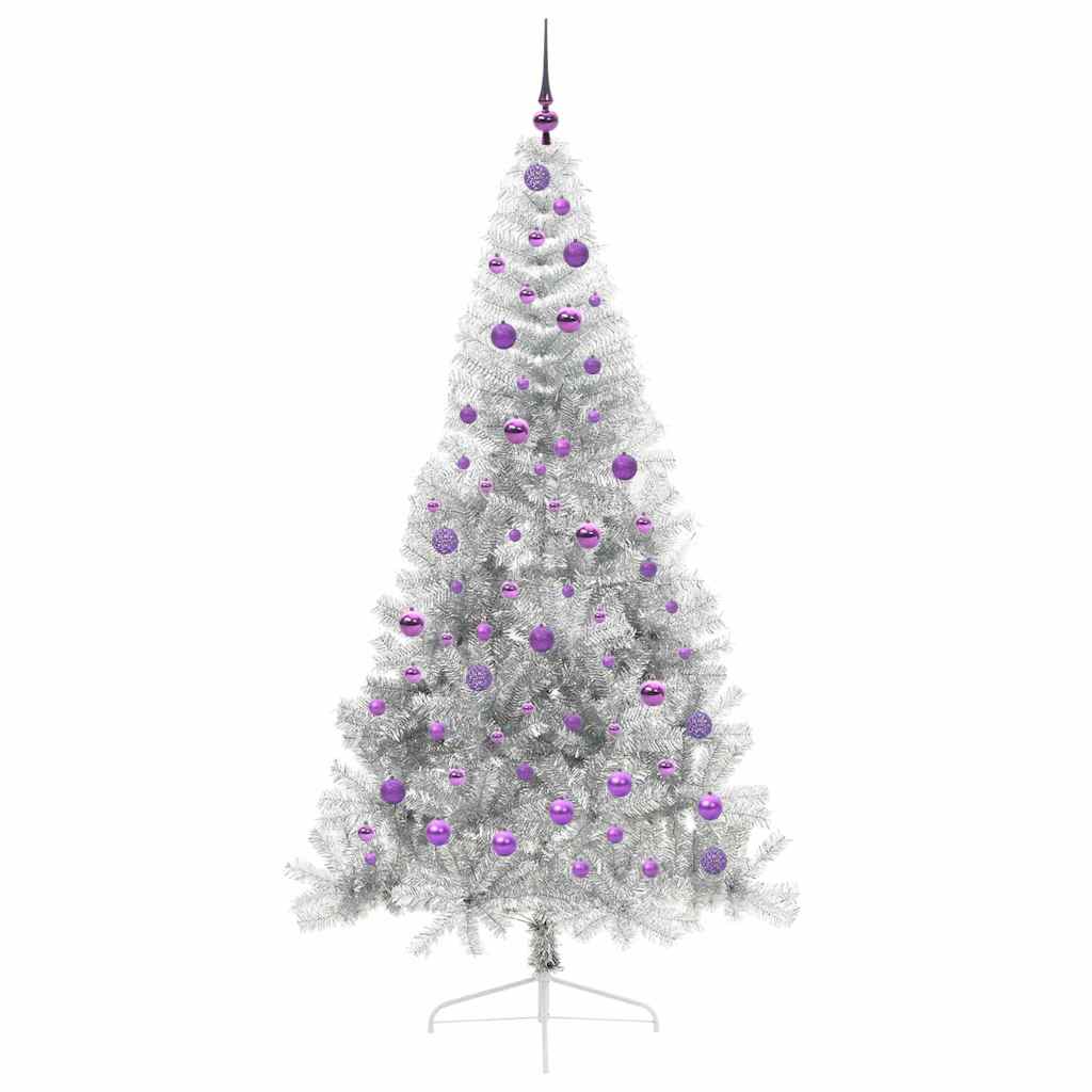 Artificial Pre-Lit Christmas Tree Silver 210 cm PET