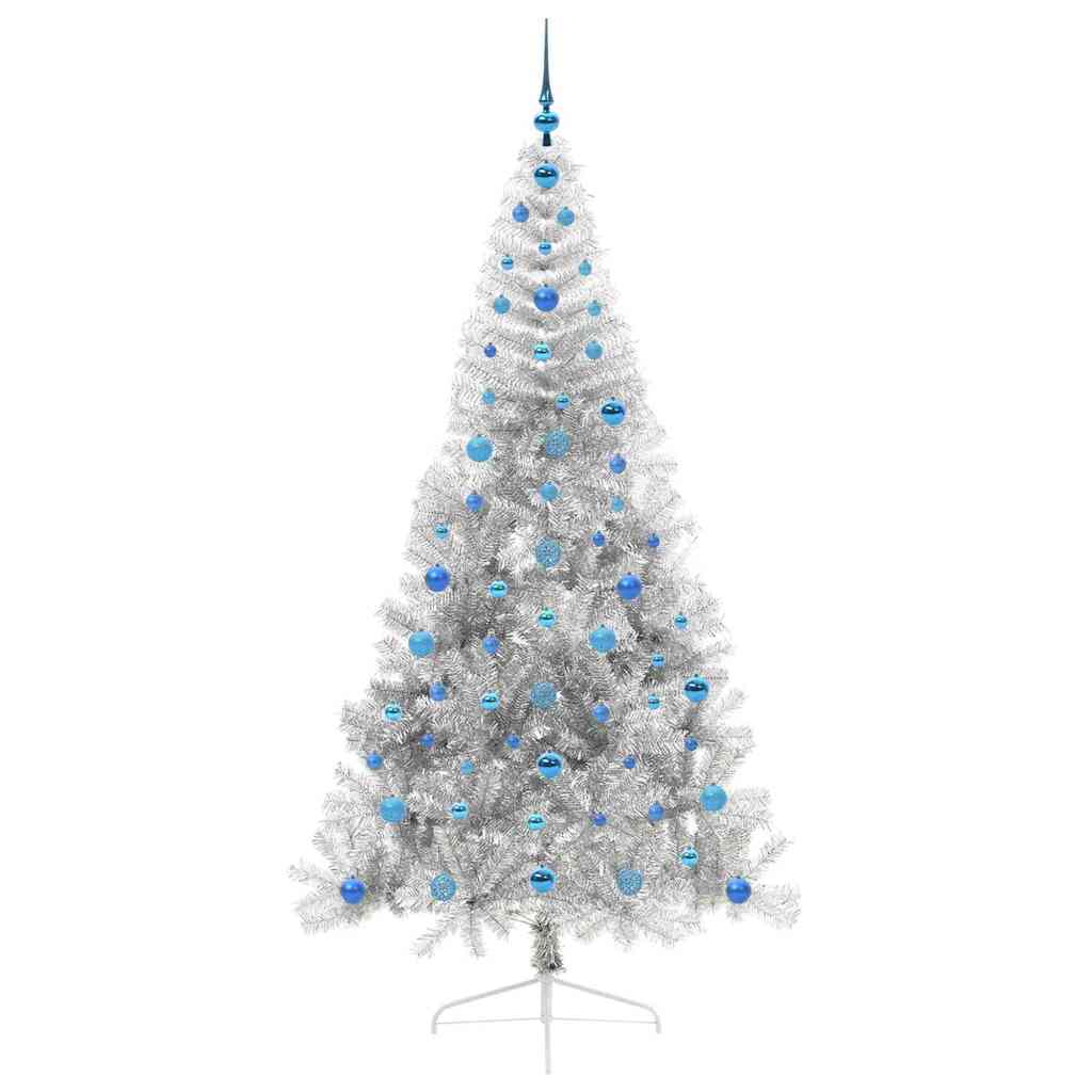 Artificial Pre-Lit Christmas Tree Silver 210 cm PET