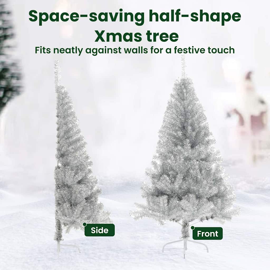 Artificial Pre-Lit Christmas Tree with Lights Silver 240 cm PET