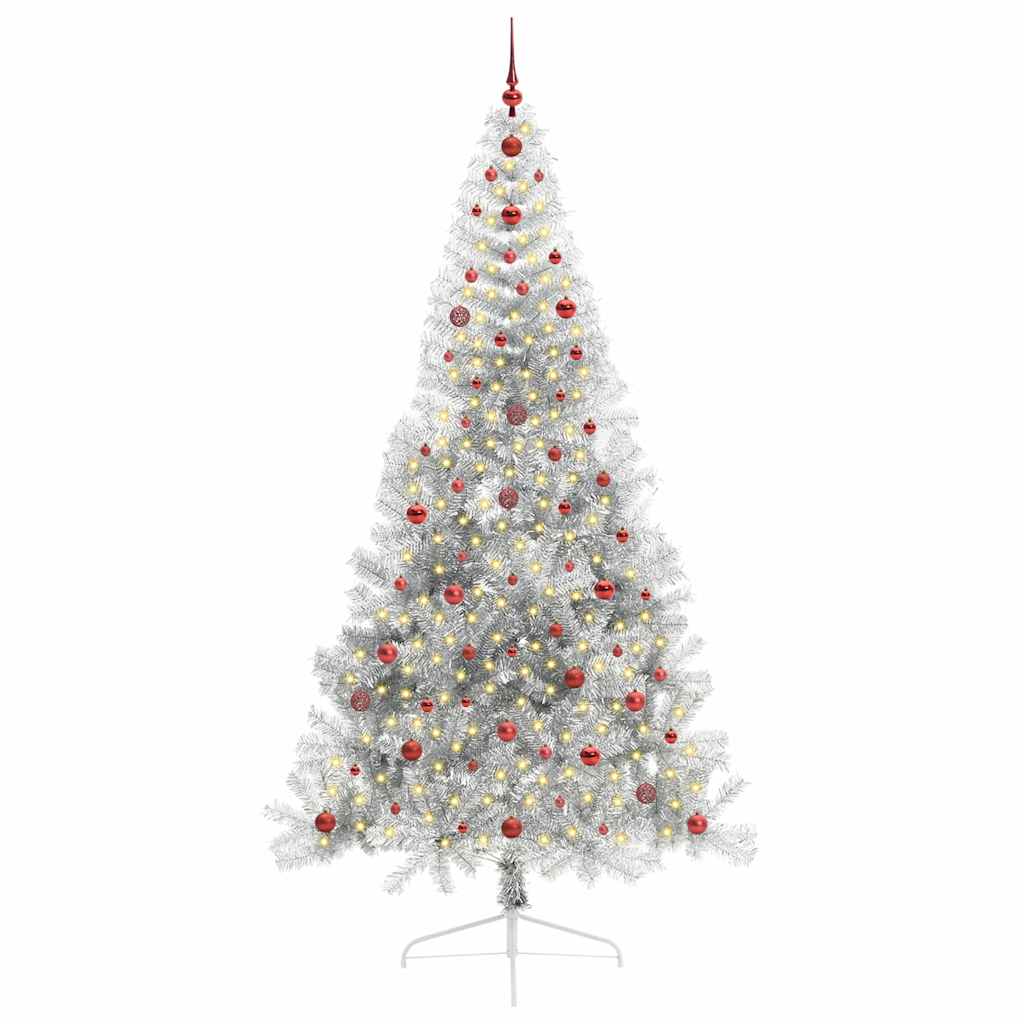 Dirbtinė prieššventinė eglutė POLAR STAR, su šviesomis Sidabro 240 cm. T