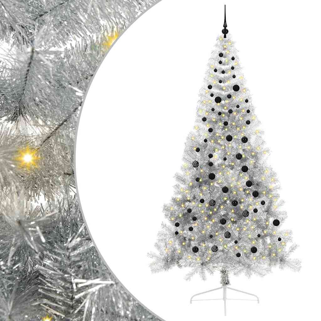 Dirbtinė prieššventinė eglutė POLAR STAR, su šviesomis Sidabro 240 cm. T