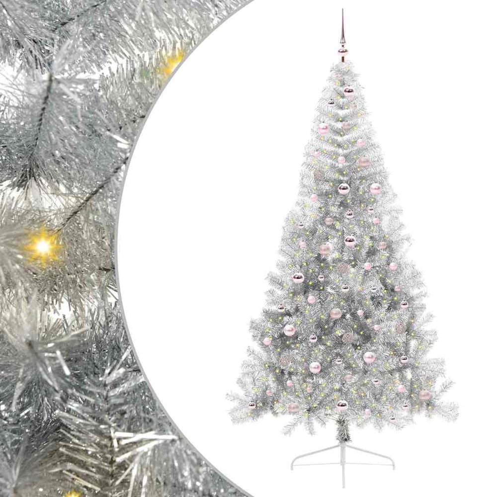 Dirbtinė prieššventinė eglutė POLAR STAR, su šviesomis Sidabro 240 cm. T