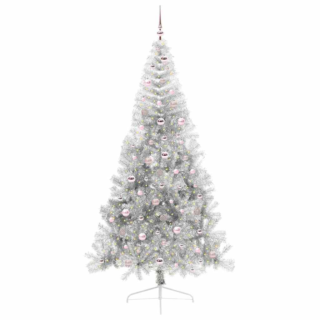 Dirbtinė prieššventinė eglutė POLAR STAR, su šviesomis Sidabro 240 cm. T