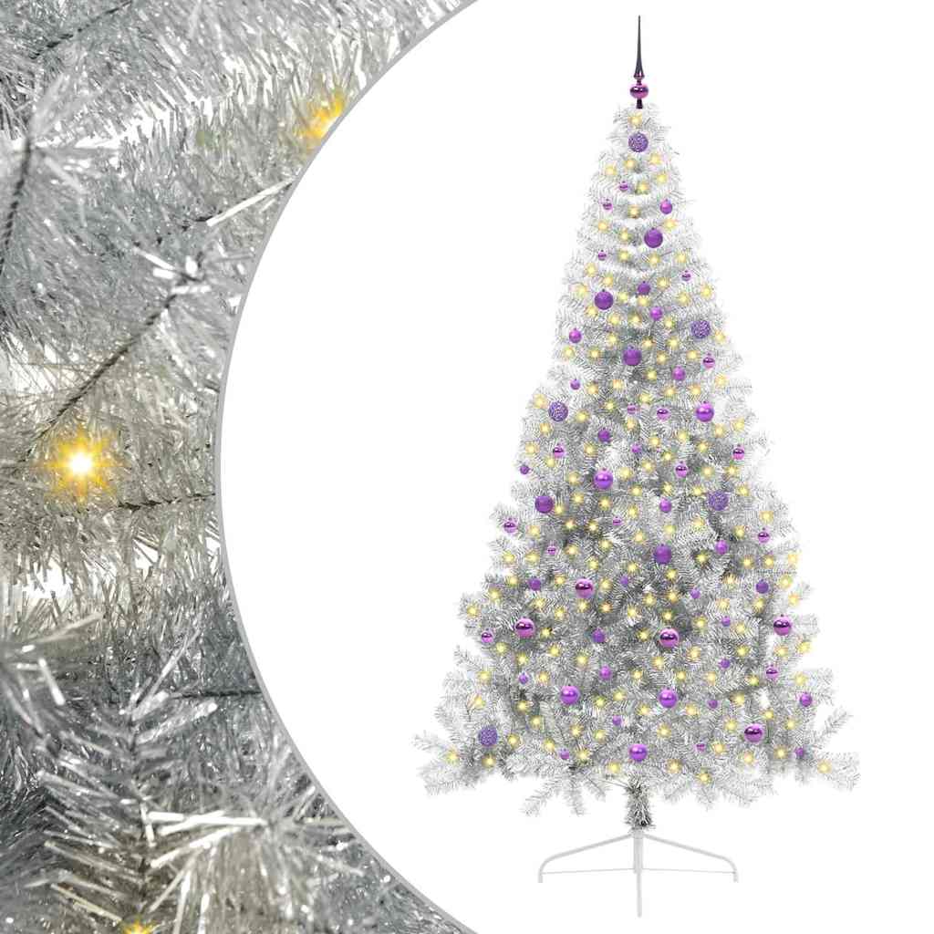 Artificial pre-lit Christmas tree POLAR STAR, with lights, Silver, 240 cm.
