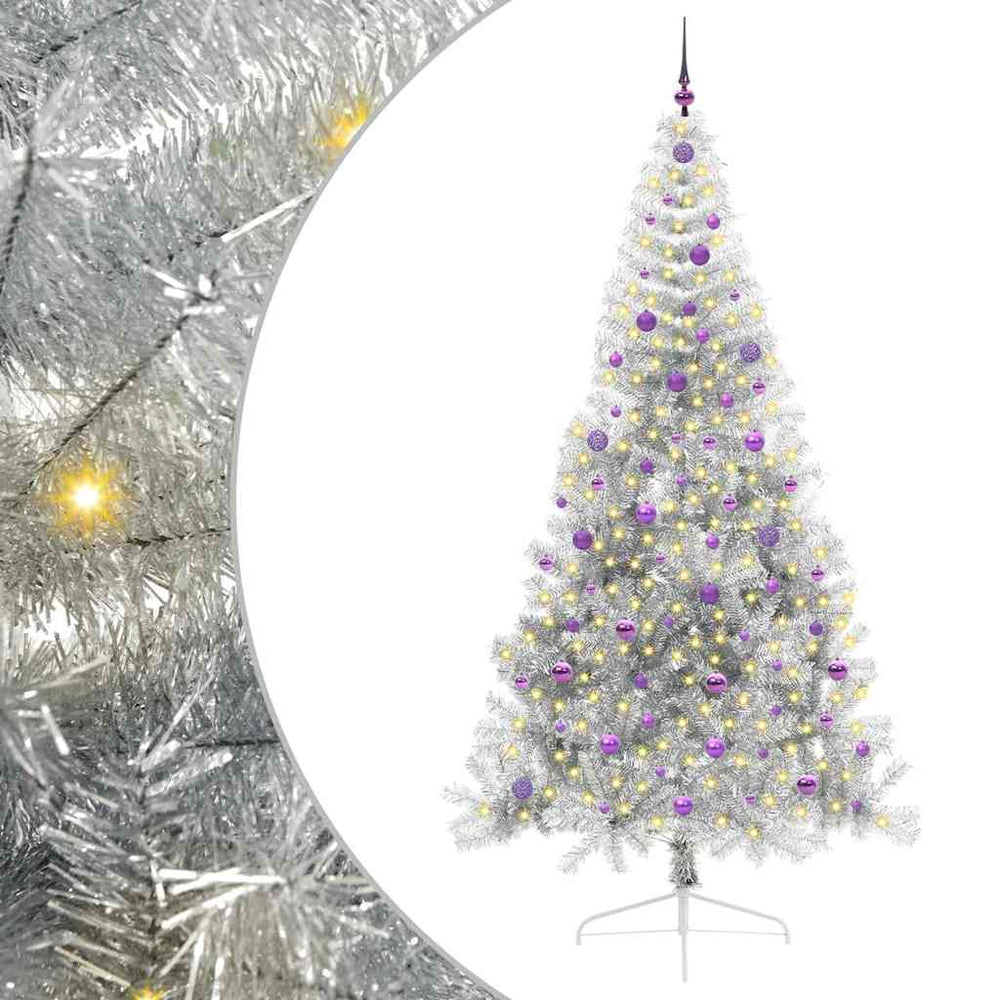 Artificial pre-lit Christmas tree POLAR STAR, with lights, Silver, 240 cm.