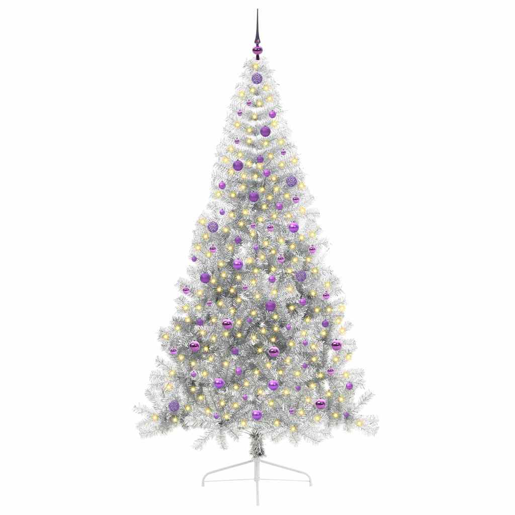 Artificial pre-lit Christmas tree POLAR STAR, with lights, Silver, 240 cm.