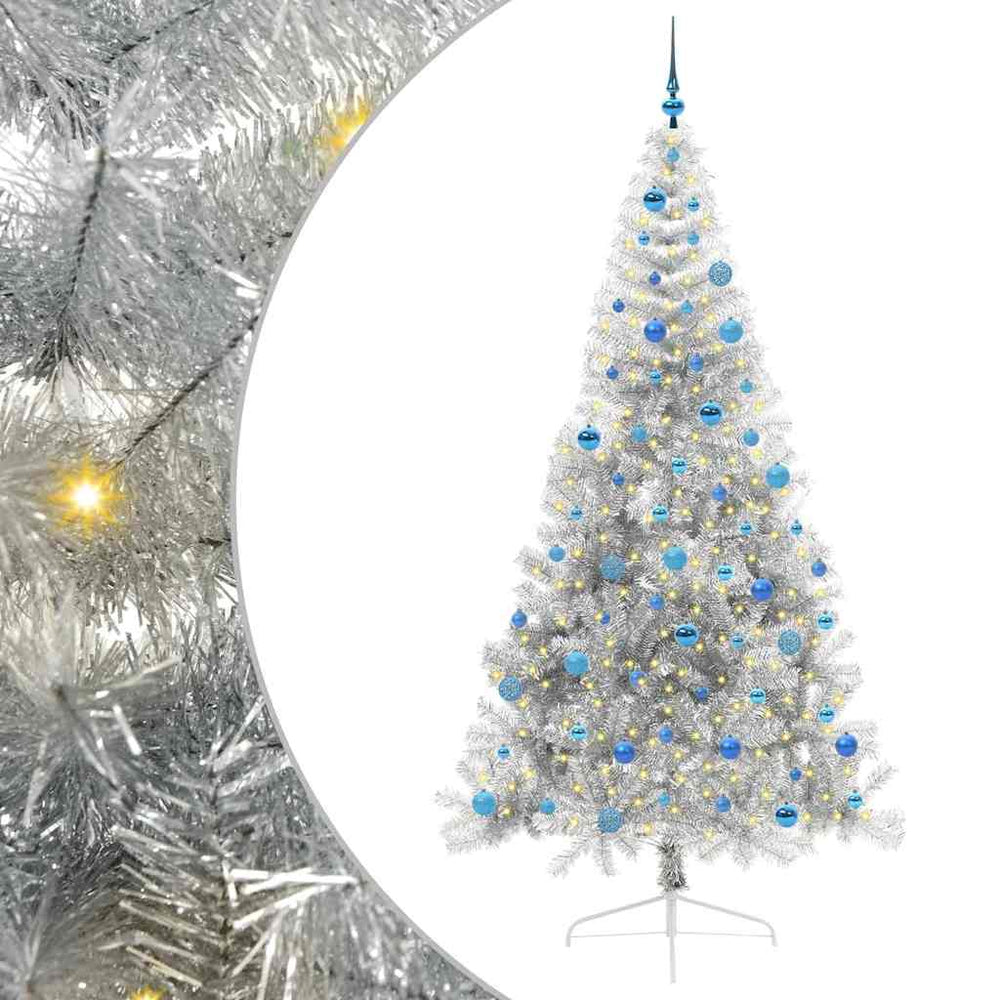 Artificial pre-lit Christmas tree POLAR STAR, Silver 240 cm.