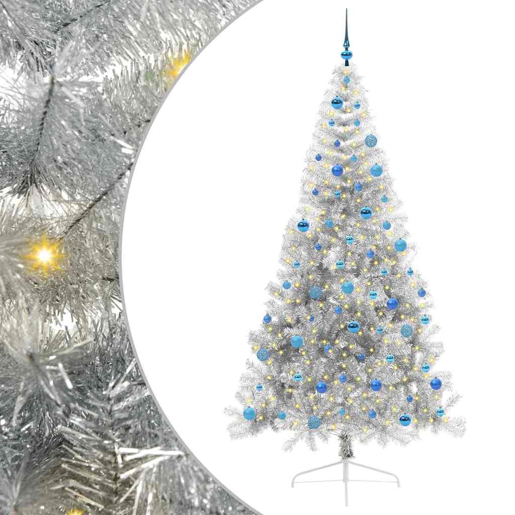 Dirbtinė prieššventinė eglutė POLAR STAR, su šviesomis Sidabro 240 cm. T