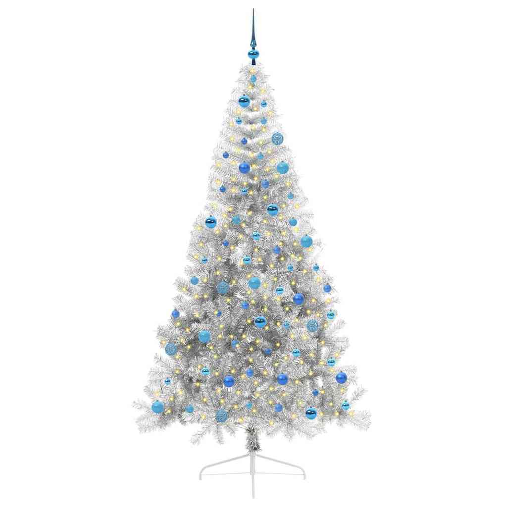 Dirbtinė prieššventinė eglutė POLAR STAR, su šviesomis Sidabro 240 cm. T
