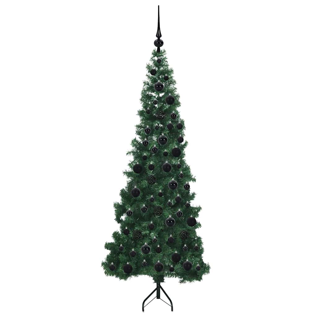 Stūra mākslīgā Ziemassvētku egle zaļa 180 cm PVC un metāls