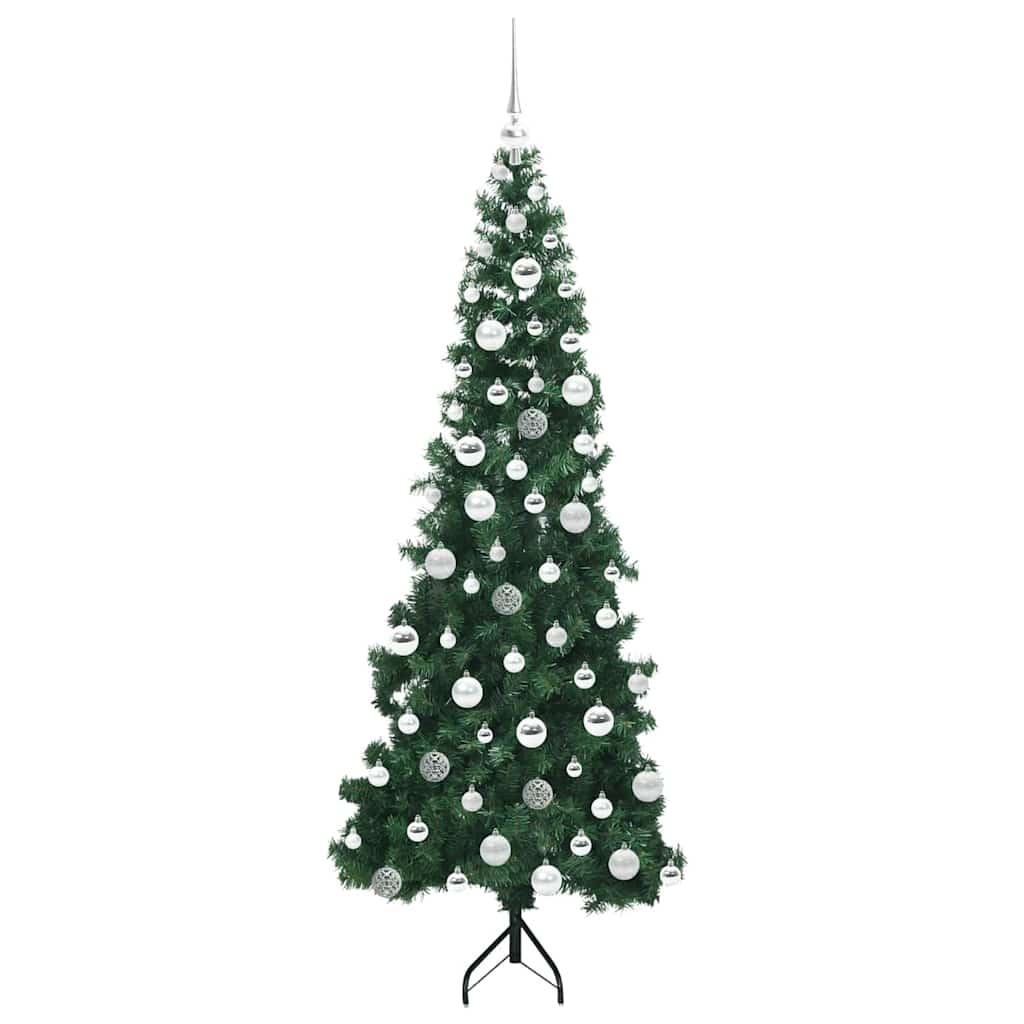 Stūra mākslīgā Ziemassvētku egle zaļa 180 cm PVC un metāls