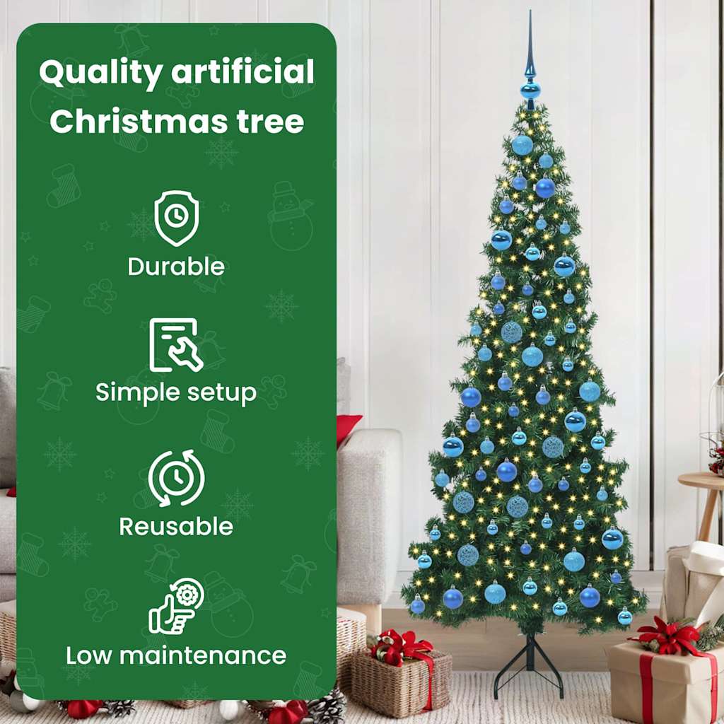 Corner Artificial Christmas Tree Green 180 cm PVC and Metal