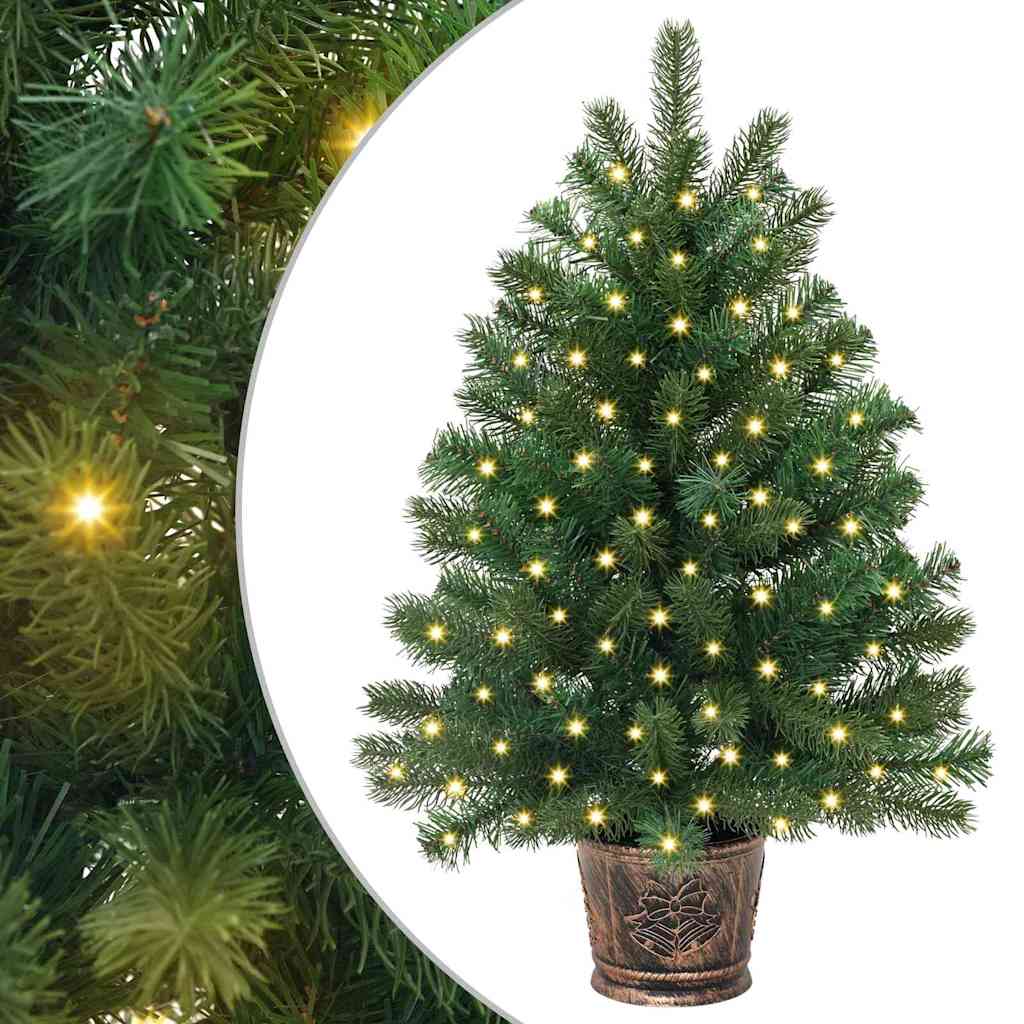 Dirbtinė Kalėdų eglutė su 150 LED s stovu Žalia 75 cm PE ir PVC