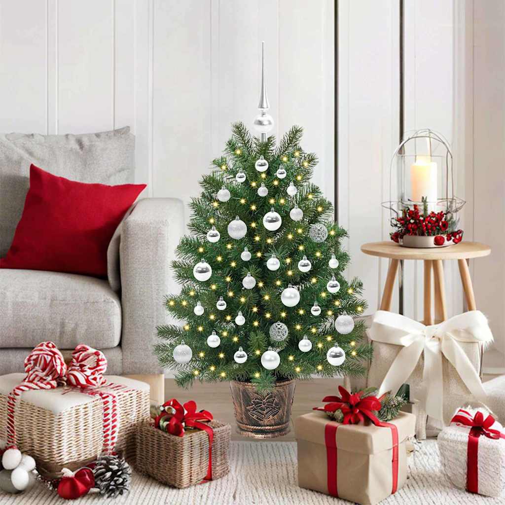 Dirbtinė Kalėdų eglutė su 150 LED s stovu Žalia 95 cm PE ir PVC