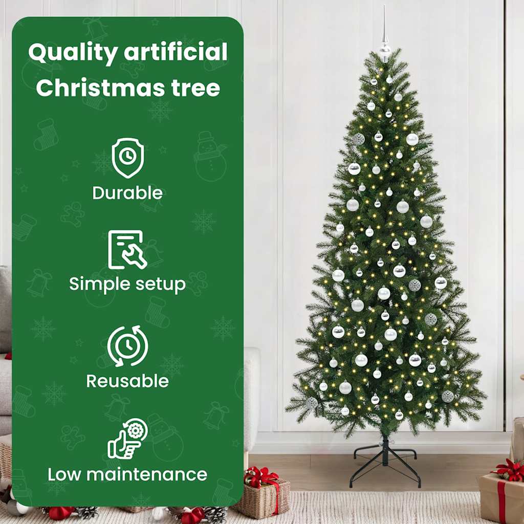 Mākslīgā Ziemassvētku eglīte ar 300 LED lampiņām zaļa 210 cm PE un PVC