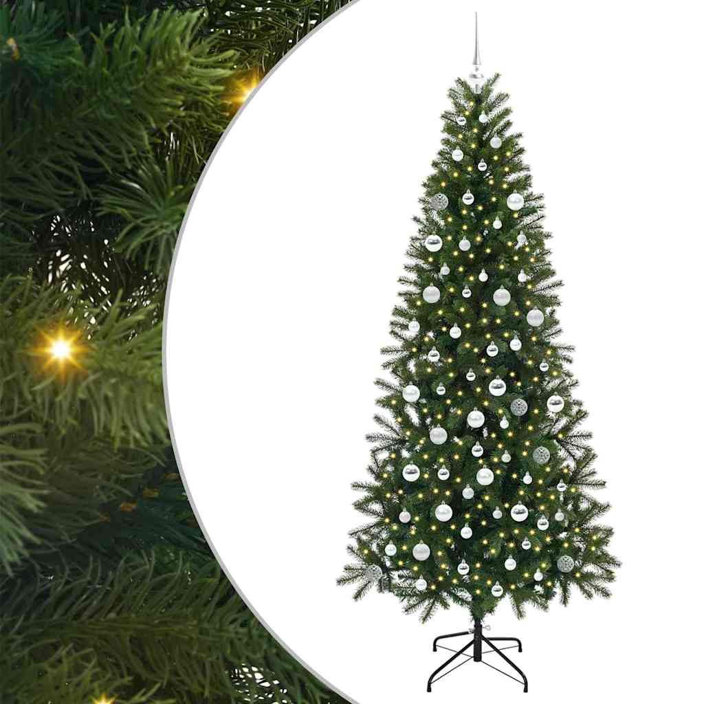 Mākslīgā Ziemassvētku eglīte ar 300 LED lampiņām zaļa 210 cm PE un PVC