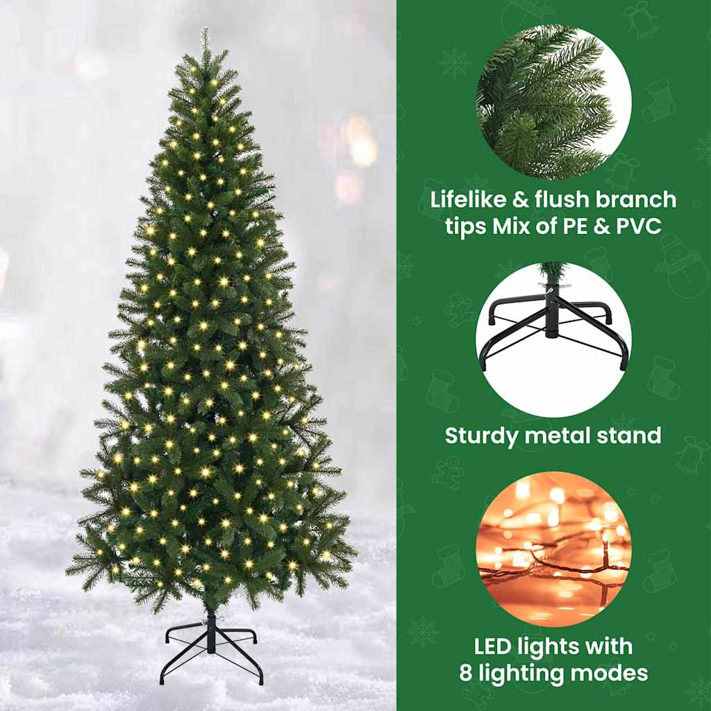 Dirbtinė Kalėdų eglutė su 300 LED Žalia 240 cm PE ir PVC
