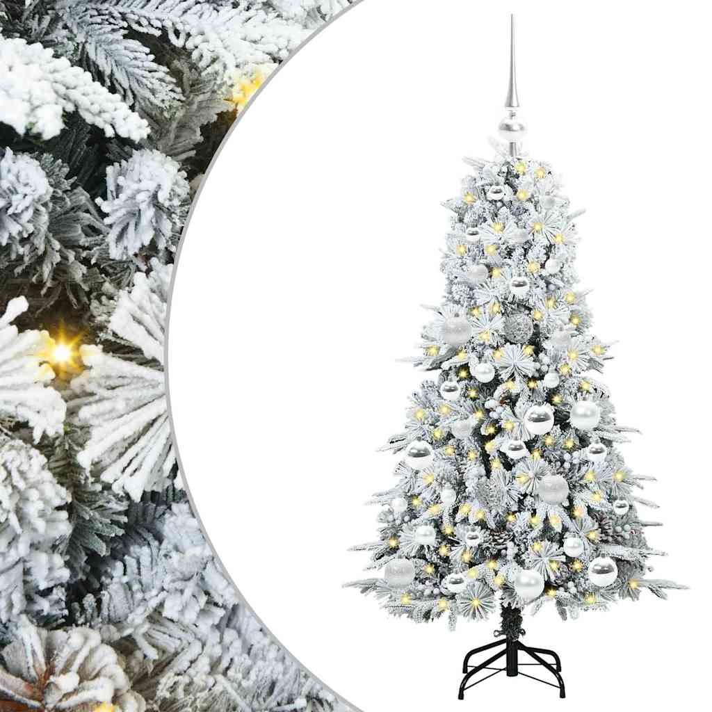 Mākslīgā saliekamā Ziemassvētku eglīte, balta, 120 cm, PE un PVC