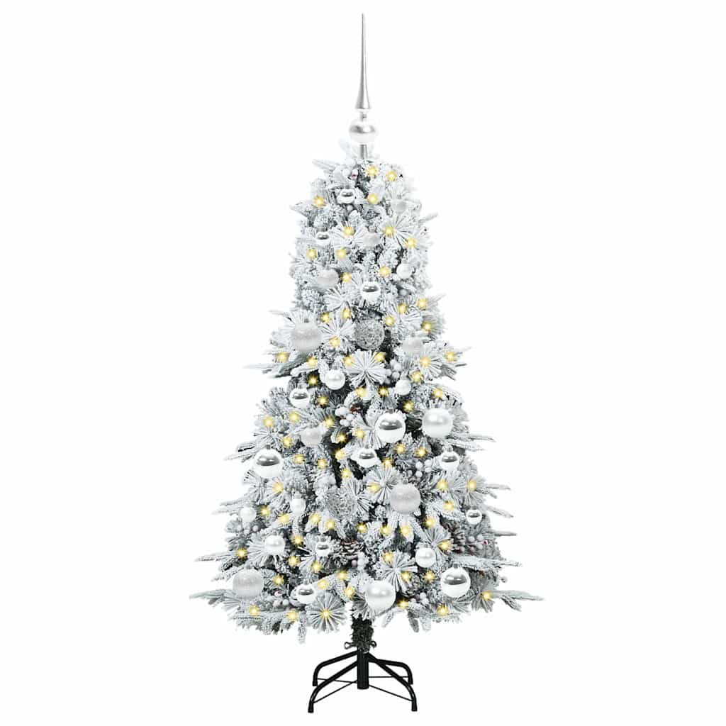 Mākslīgā saliekamā Ziemassvētku eglīte, balta, 120 cm, PE un PVC