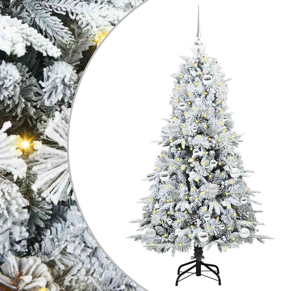 Artificial Foldable Christmas Tree White 150 cm PE and PVC