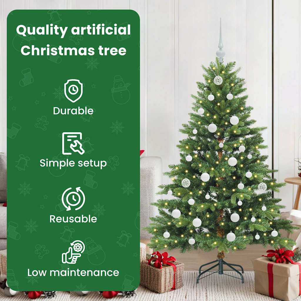 Mākslīgā Ziemassvētku eglīte ar 150 LED, zaļa, 150 cm, PE un PVC