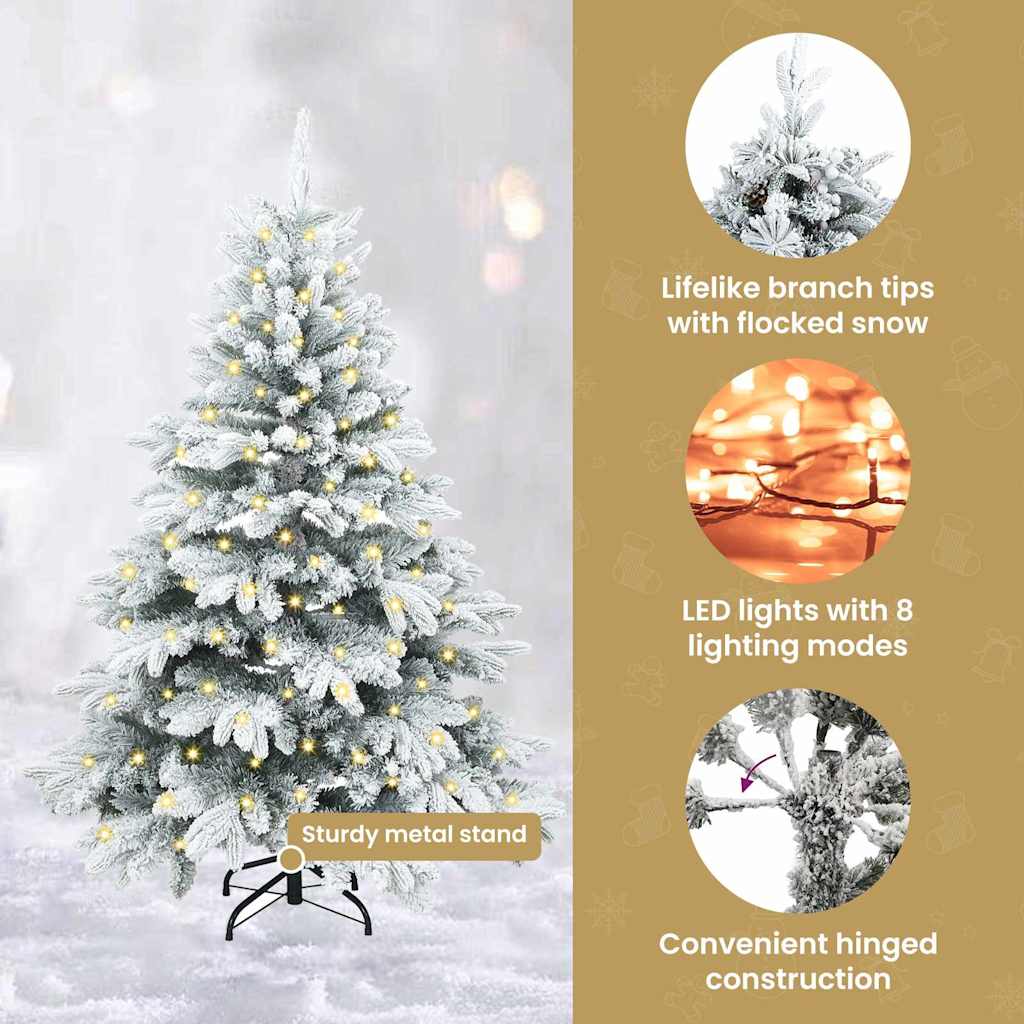 Mākslīgā Ziemassvētku eglīte ar 150 LED balta 120 cm PE un PVC