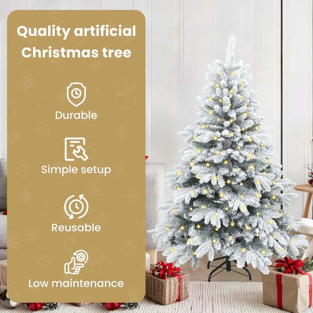 Mākslīgā Ziemassvētku eglīte ar 150 LED balta 150 cm PE un PVC