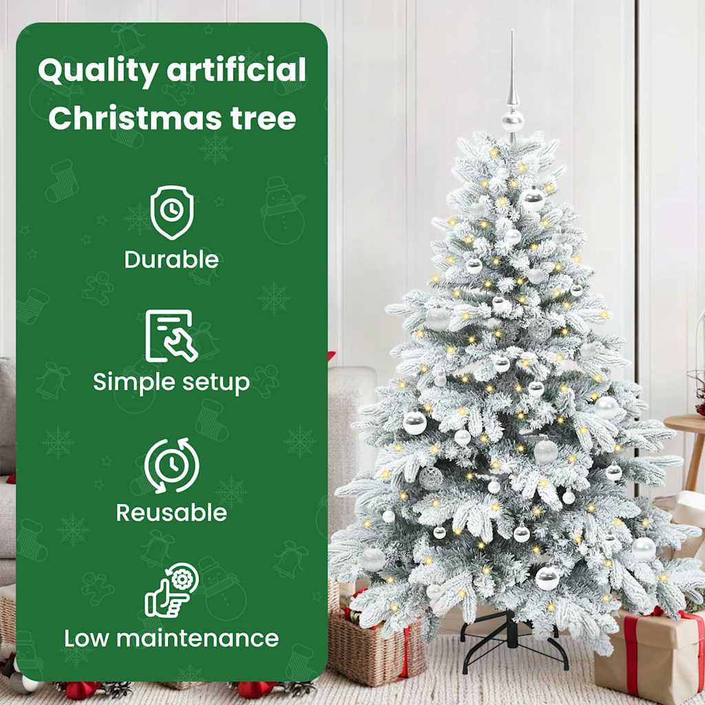Dirbtinė Kalėdų eglutė su 150 LED Balta 150 cm PE ir PVC